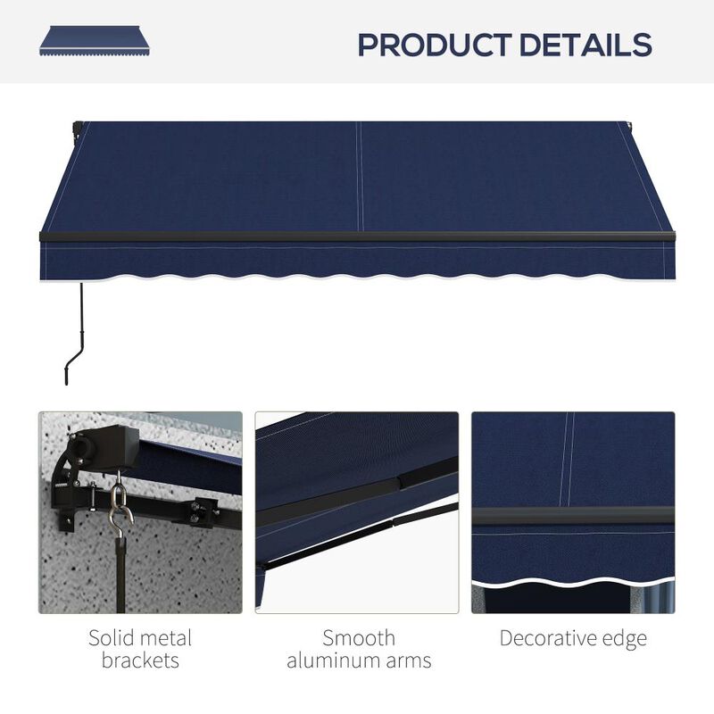 Hivvago 8' x 6.5' Manual Retractable Sunshade Awning image number 7