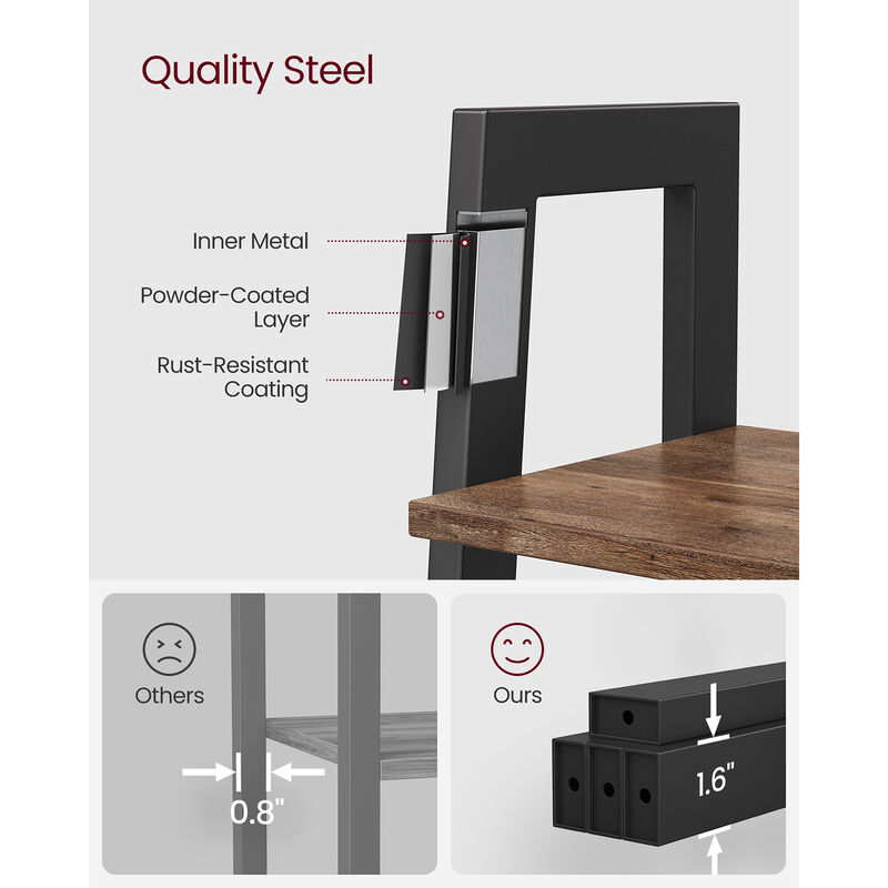4 Tier Ladder Shelf with Steel Frame Industrial Storage Rack image number 4