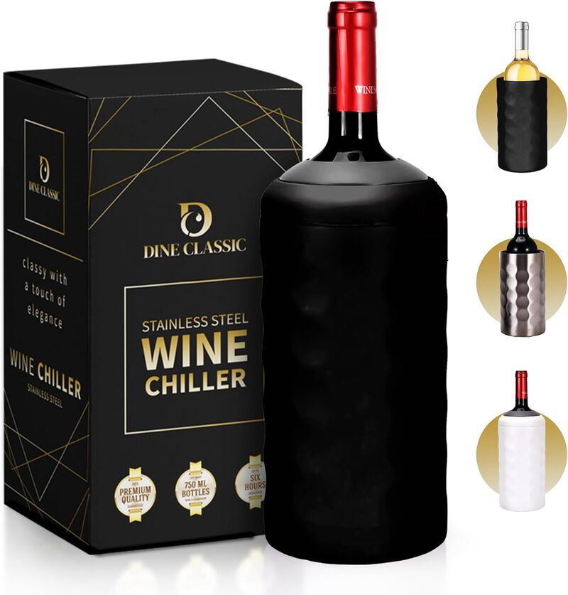 UMIEN | Premium Double Walled Wine Bottle Chiller | 750 mL Vacuum Insulated Wine Cooler