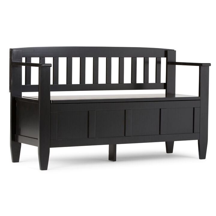 Brooklyn SOLID WOOD 48 inch Wide Contemporary Entryway Storage Bench in Black