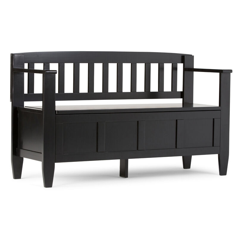 Brooklyn SOLID WOOD 48 inch Wide Contemporary Entryway Storage Bench in Black