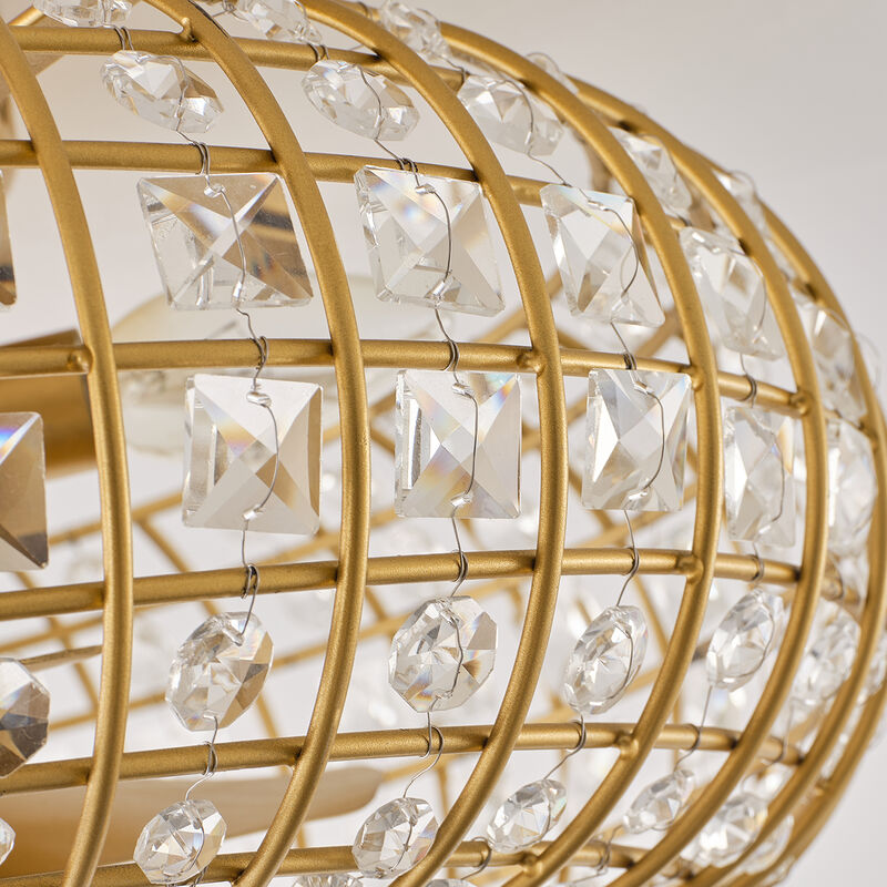 19.7" Modern Gold Crystal Reversible Caged Ceiling Fan with Light and Remote image number 8