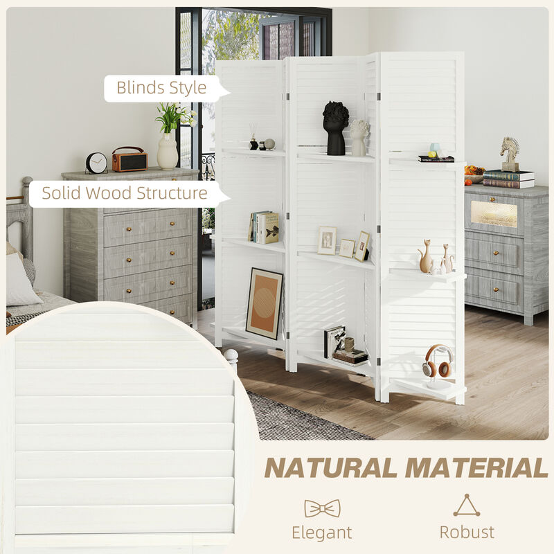 Hivvago 5-Panel Wood Room Divider with Shelves and Storage image number 5