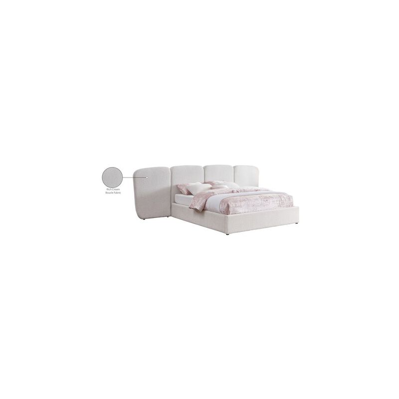 Meridian Furniture Shiloh Cream Boucle Fabric King Bed