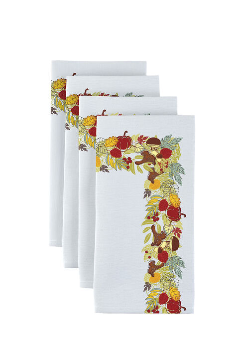 Fabric Textile Products, Inc. Napkin Set, 100% Polyester, Set of 4, Artistic Autumn Garland