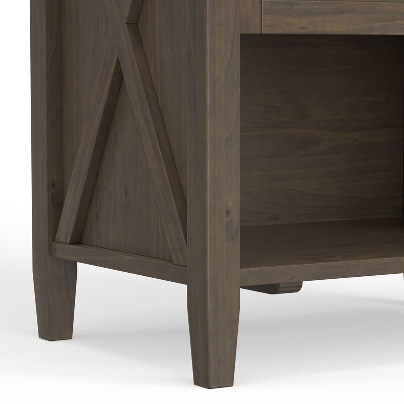 Ela SOLID WOOD 24 inch Wide Transitional Bedside Table in Smoky Brown