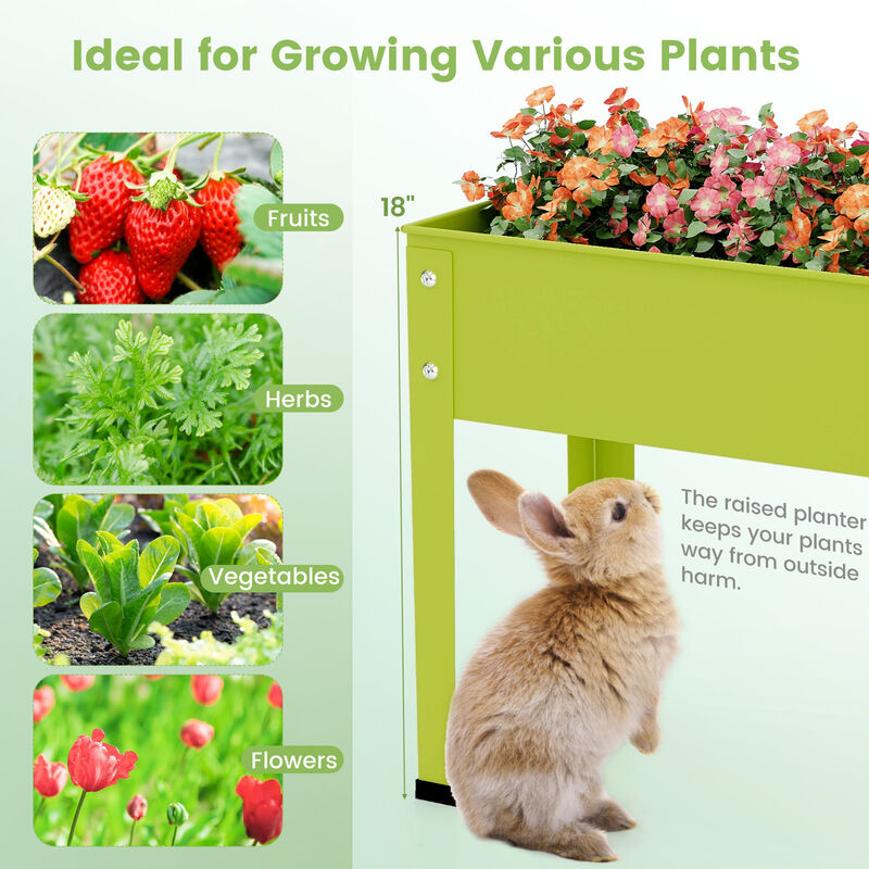 Tall Garden Bed with Legs and Metal Frame with Drain Hole