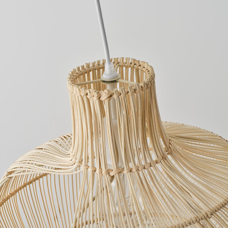 15.7" Boho Modern Natural Handwoven Rattan Gourd-Shaped Pendant Light for Kitchen Island, Living Room and Dining Room image number 5