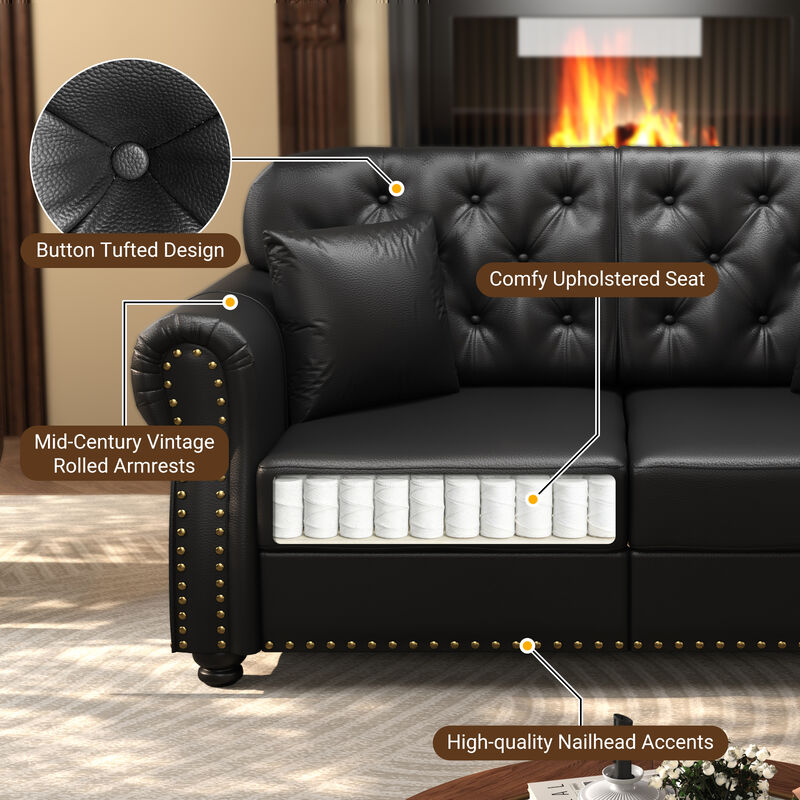 Viltux 82.6"Upholstered Faux Leather Sectional image number 5