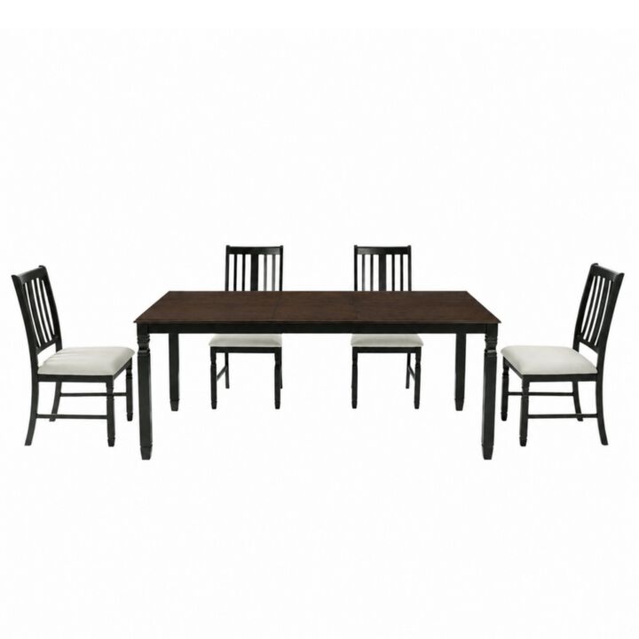 Jedtet Farmhouse 5‑Piece Extendable Dining Table Set