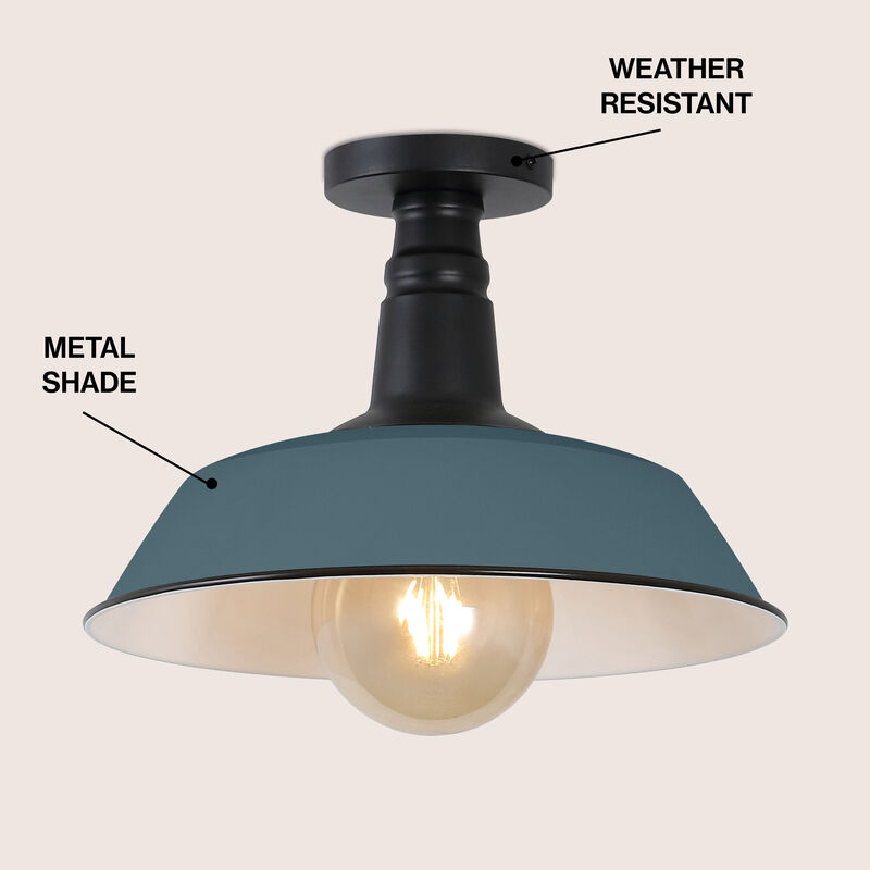 Camila Classic Industrial Indoor/Outdoor Iron LED Semi Flush Mount