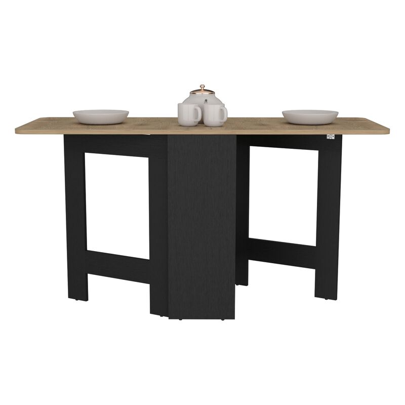 Gateleg Folding Table Space-Saving with Compact Design, Black / Macadamia