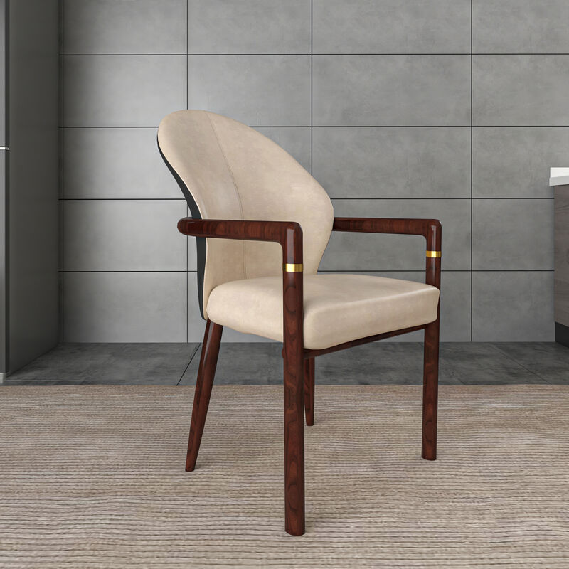 LeisureMod Dining Chair Velvet Fabric Kitchen Chair Ergonomic Armchair with Rubberwood Base and Gold Accents Padded Seat and Back for Modern Home and Office Opaline Series