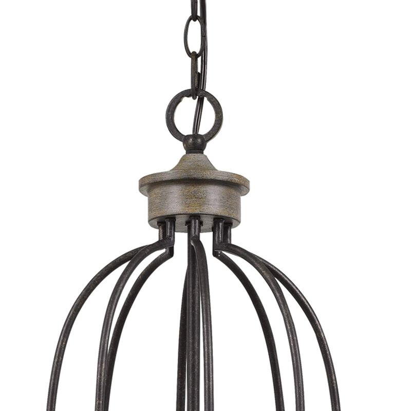 Watt Metal Chandelier with Tubular Frame, Textured Bronze-Benzara image number 1