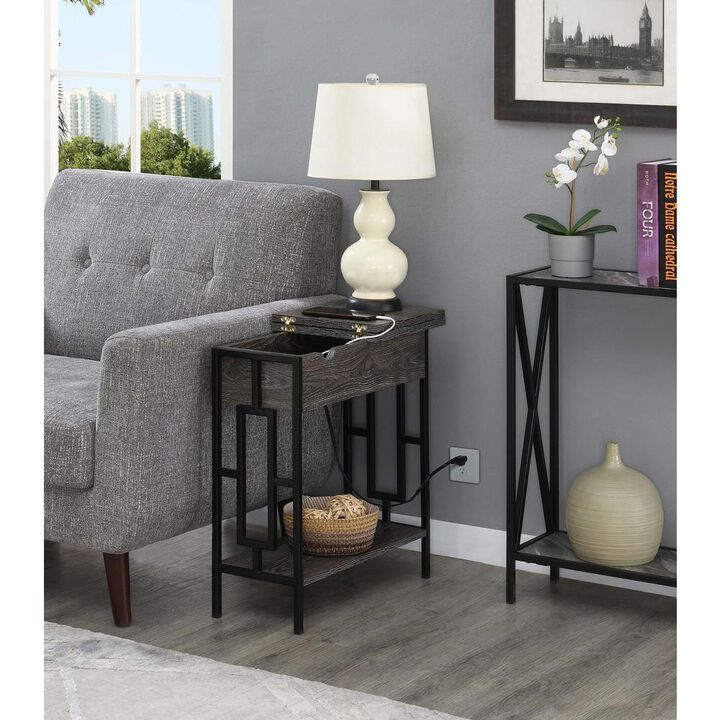 Convience Concept, Inc. Town Square Flip Top End Table with Charging Station and Shelf