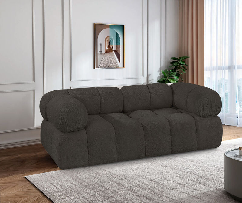 Meridian Furniture Ames Brown Boucle Fabric Modular Sofa