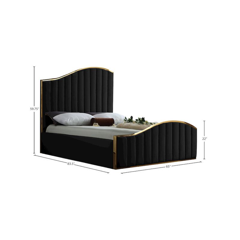Meridian Furniture Jolie Black Velvet Queen Bed