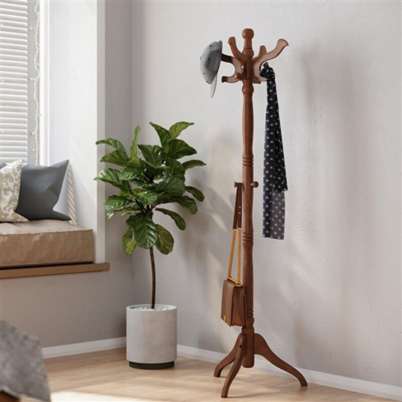 Solid Wood Coat Rack – Traditional Classic Design with Multiple Hooks for Jackets and Hats