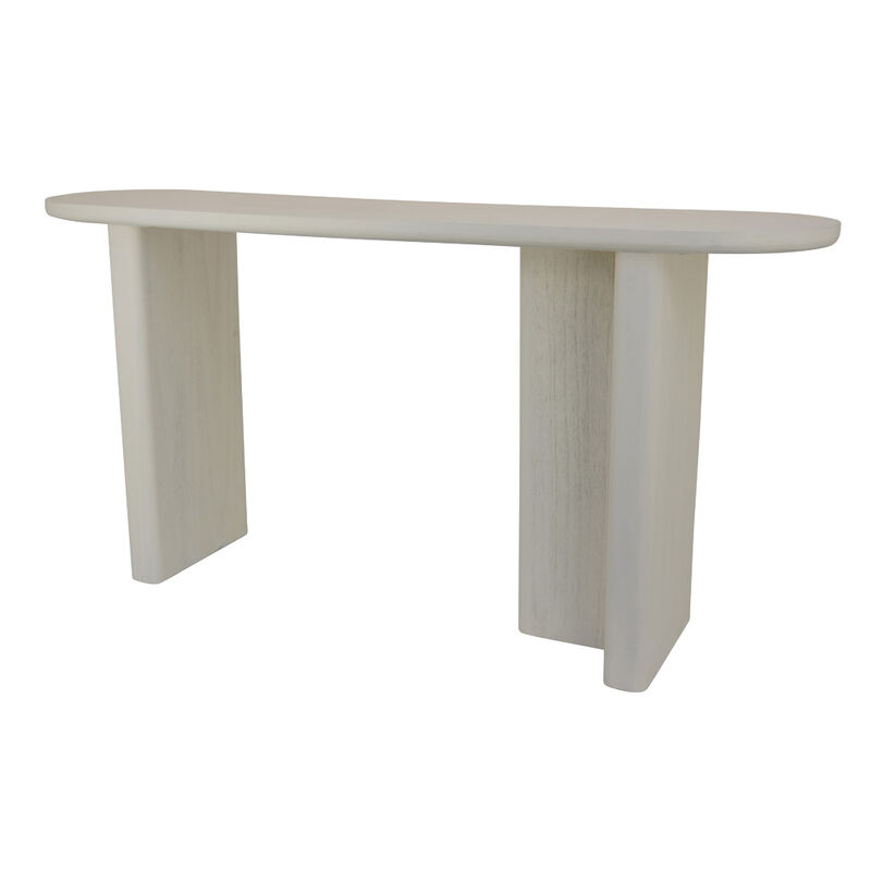 Console Table, White Wood, 63 Inch Rectangular Top with Minimalist Legs image number 2