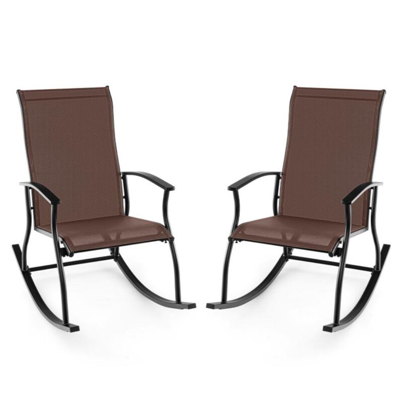 Hivvago 2 Pieces Outdoor Rocking Chairs with Breathable Backrest