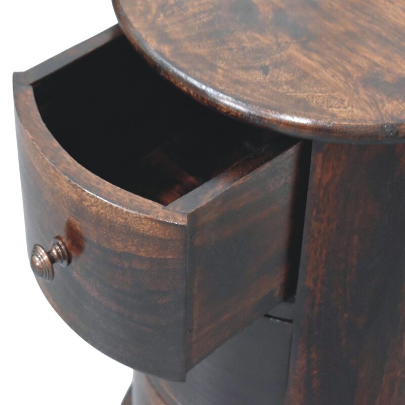 Artisan Furniture Solid Wood California Walnut Drum 3 Drawer Chest , Brown image number 5