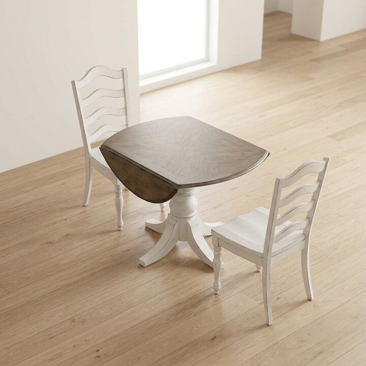 Liberty Furniture 3-Piece Drop Leaf Dining Set with 2 Ladder Back Chairs - Antique White