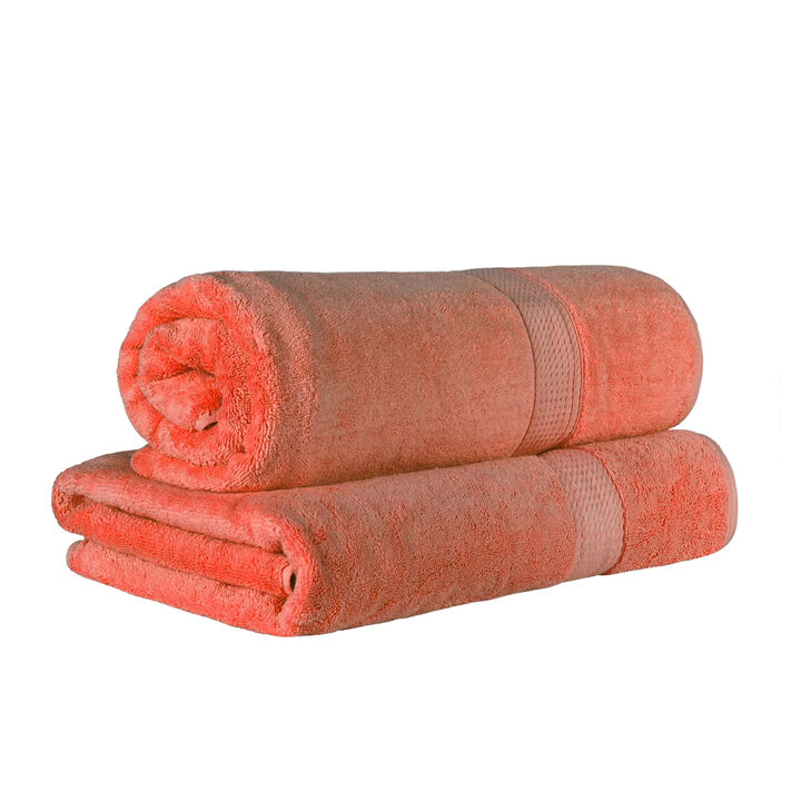 Egyptian Cotton Plush Bath Sheet Set of 2, Soft Absorbent Towels