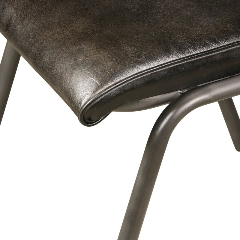 World Interiors William Dining Chair in Ebony Leather and Iron image number 5