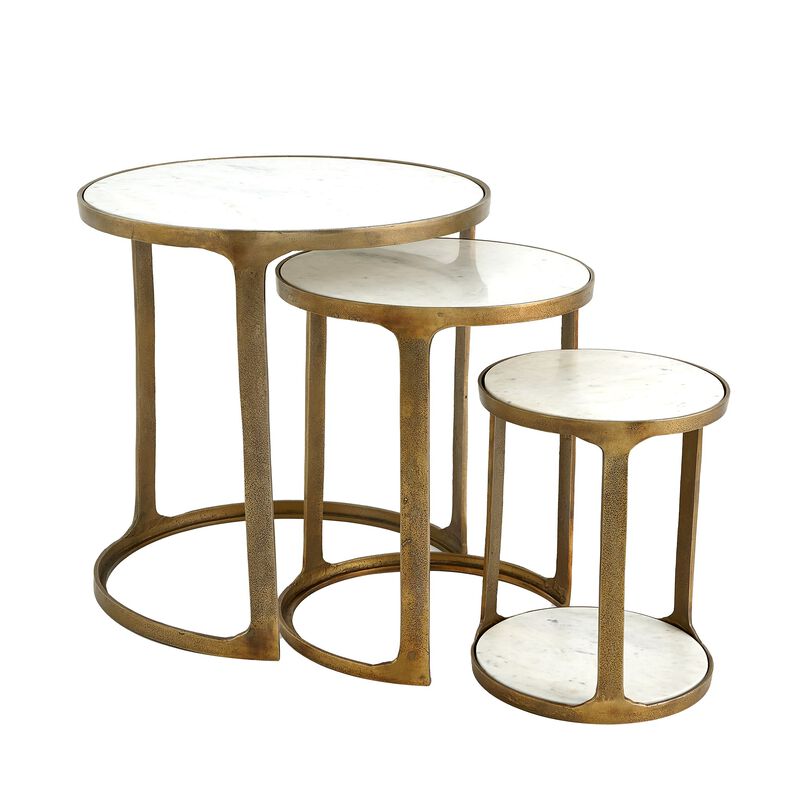 Set of 3 Marble Top Nesting Tables