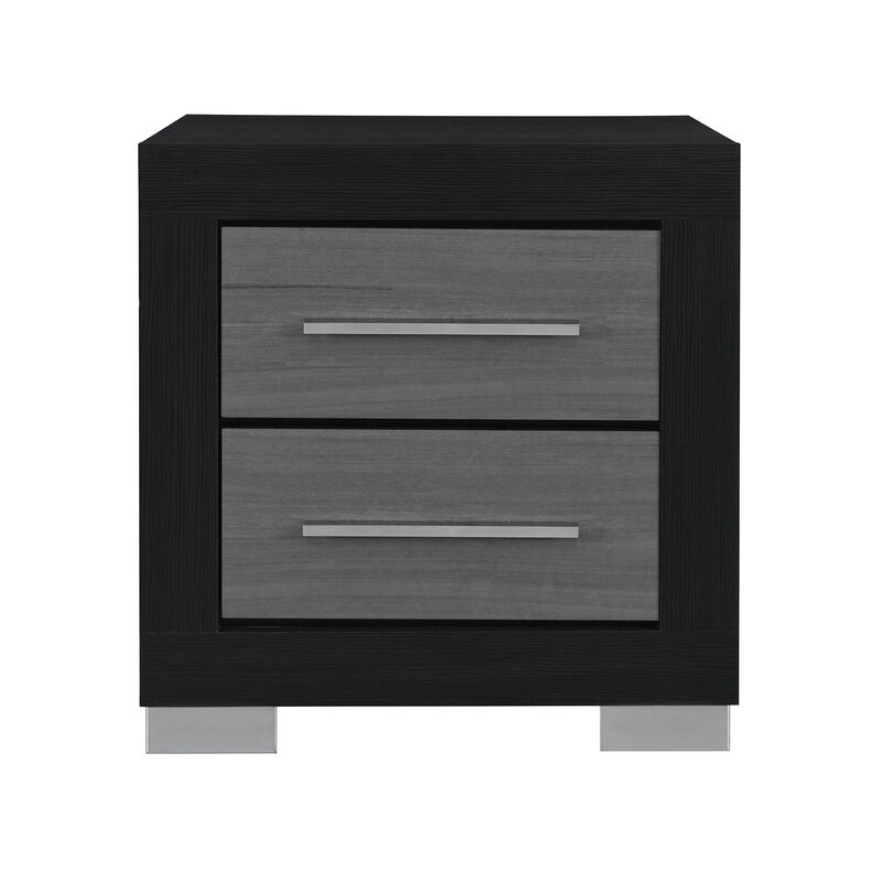 Emma Black Grey Modern Nightstand image number 0