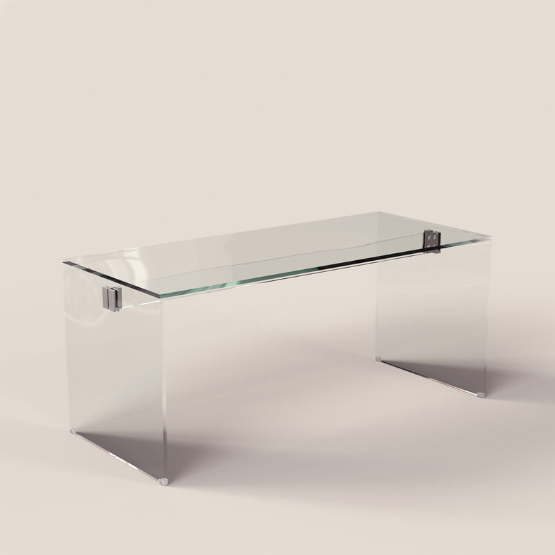 Clear Tempered Glass Writing Desk 53.14"