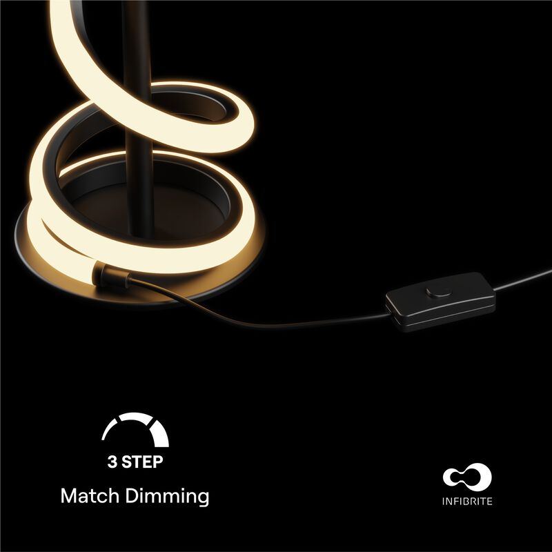 Sculptural Curve 12W LED Table Lamp 16 in. - 3000K Warm White - Matte Black