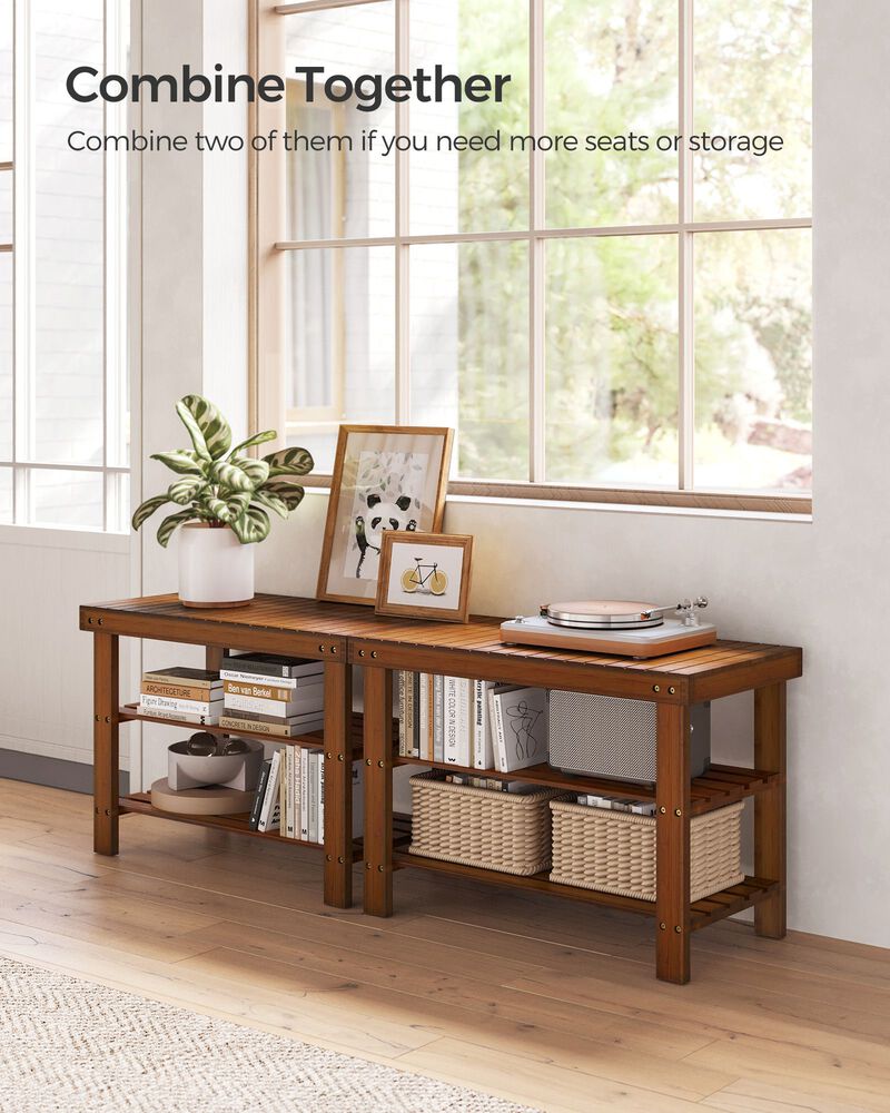 3 Tier Shoe Rack Bench Wicker Style Entryway Storage Seat image number 5