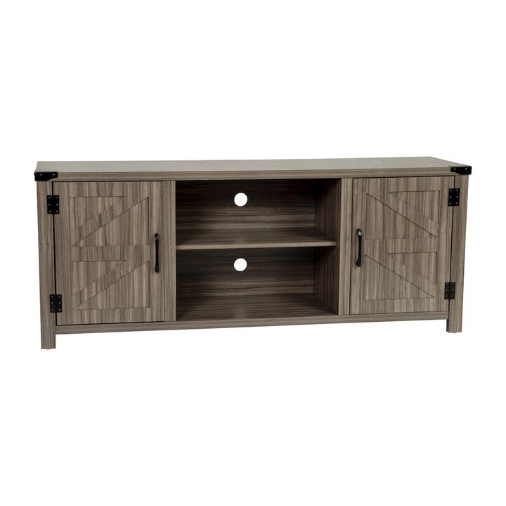 Flash Furniture Farmhouse Barn Door TV Stand-Gray Wash Oak for TV's up to 65 ines-59"