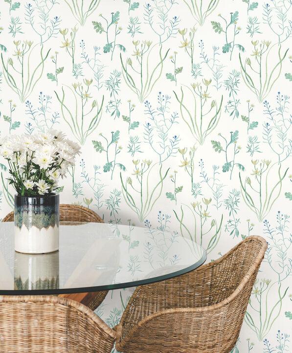 Alpine Botanical Blue Peel & Stick Wallpaper