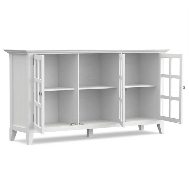 Acadian SOLID WOOD 62 inch Wide Transitional Wide Storage Cabinet in White