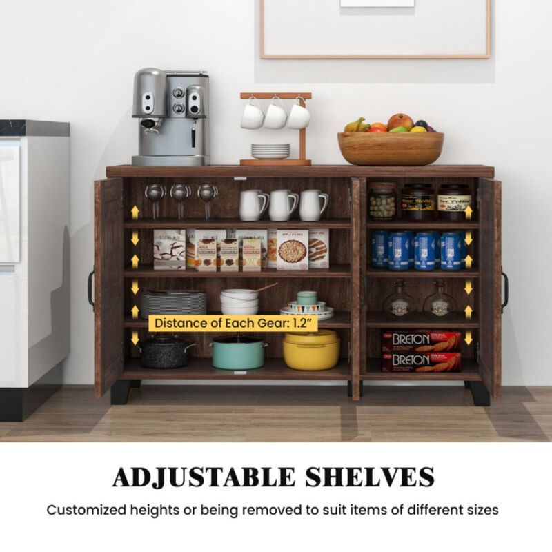 Hivvago 3-Door Buffet Sideboard with Adjustable Shelves and Anti-Tipping Kits