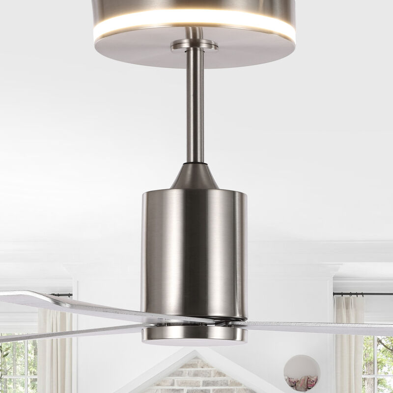 Levi 1-Light Contemporary Minimalist 6-Speed Iron Height Adjustable Integrated LED Ceiling Fan with Remote