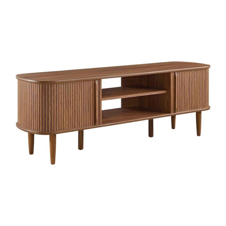 Gray wood TV stand with sleek design and sturdy construction