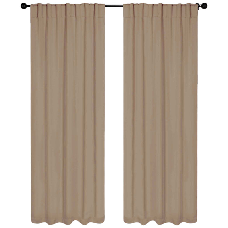 Blackout Window Curtains Set of 2 Solid Room Darkening Back Tab Panels image number 0