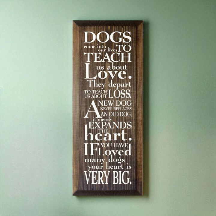 Pet Lover Wood Sign Dogs Teach Us About Love Inspirational Wall Hanging