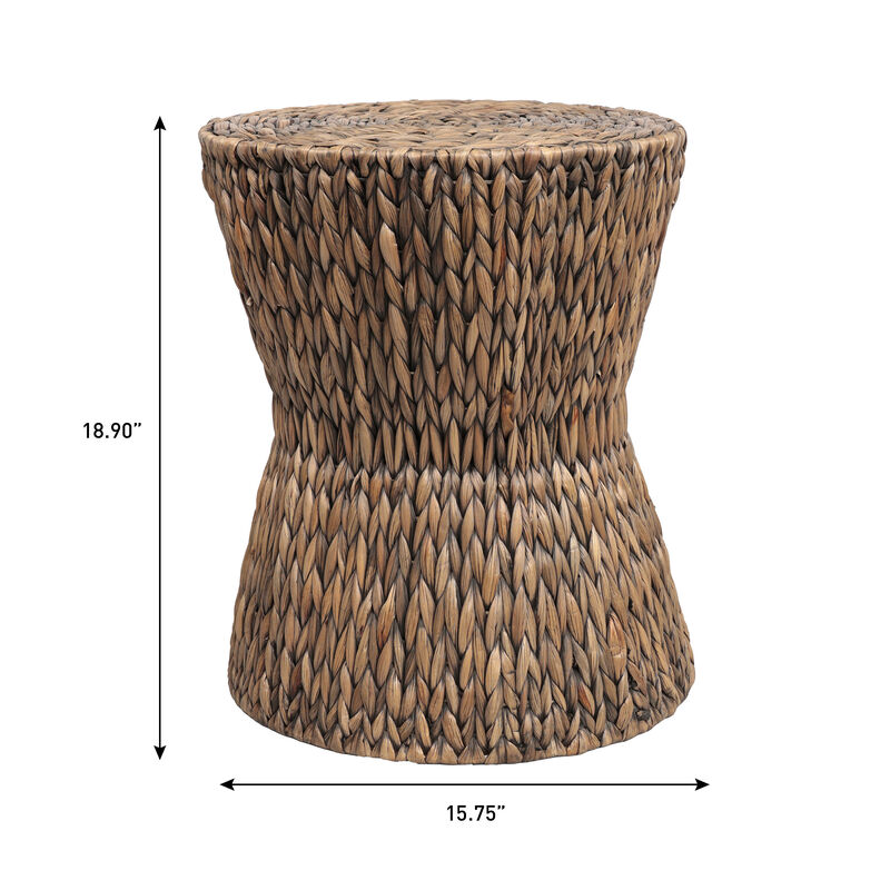 Natura Coastal Bohemian Handwoven Water Hyacinth Round Hourglass End Table image number 3