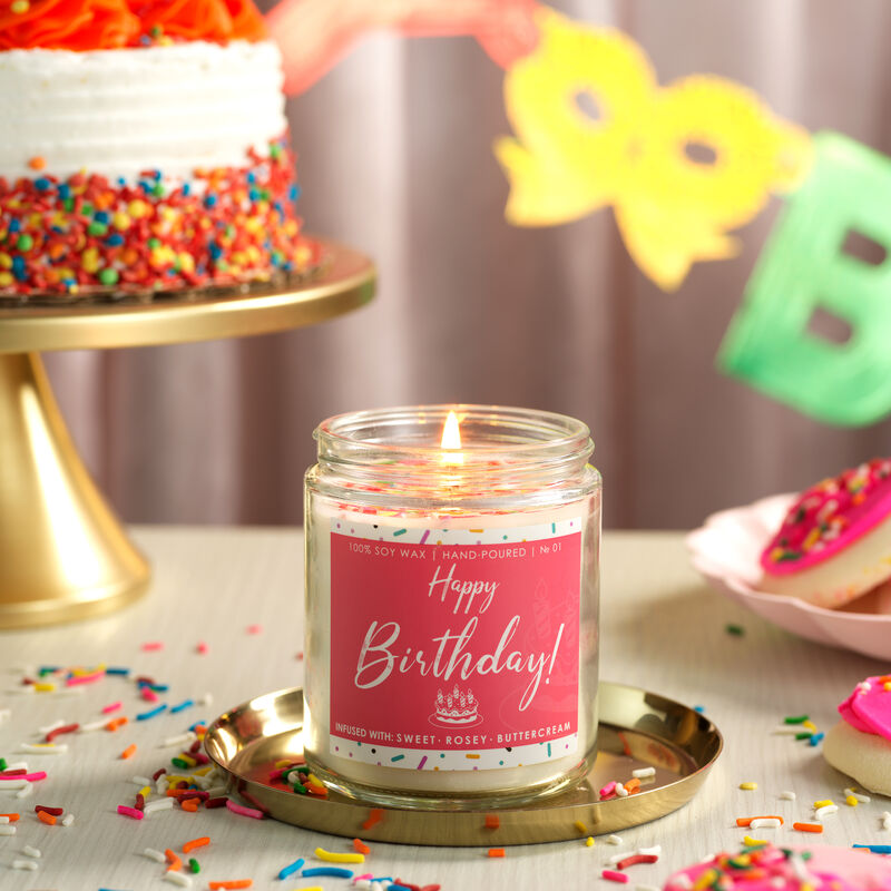 Birthday Candle Gift Set, 7oz Scented Soy Happy Birthday Candles