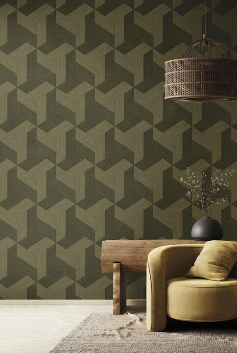 Synergy Geometric Bronze Brown Wallpaper SY27509