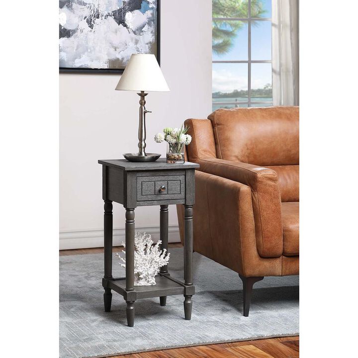 Convenience Concepts French Country Khloe 1 Drawer Accent Table with Shelf Wirebrush Dark Gray