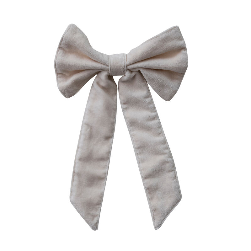 Cream Velvet Cotton Bow with Iron Clip image number 0