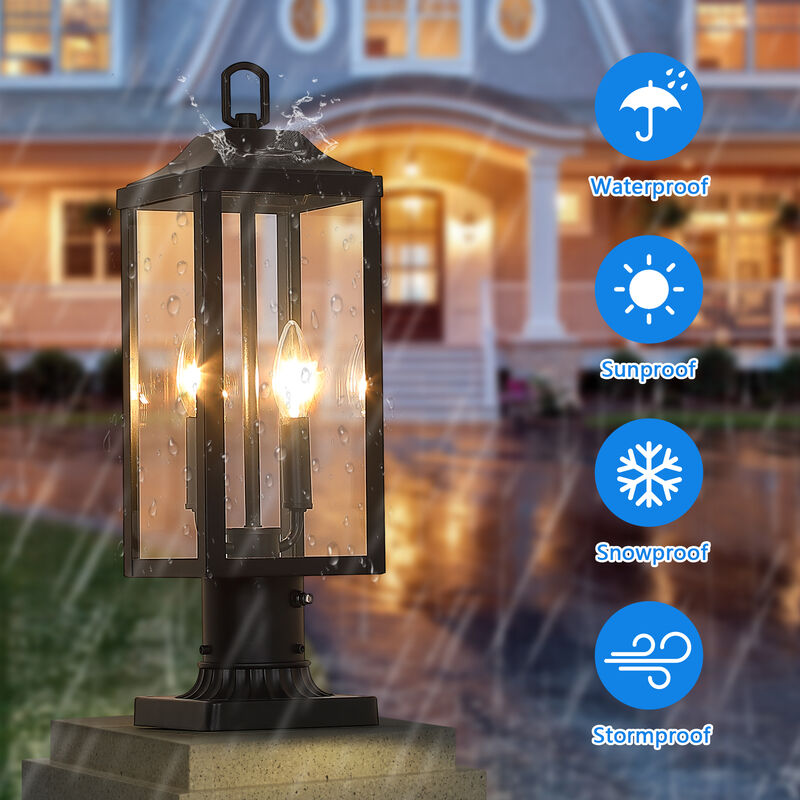 20 in. Dusk-to-Dawn Farmhouse Modern 2-Light  Outdoor Post Light image number 4