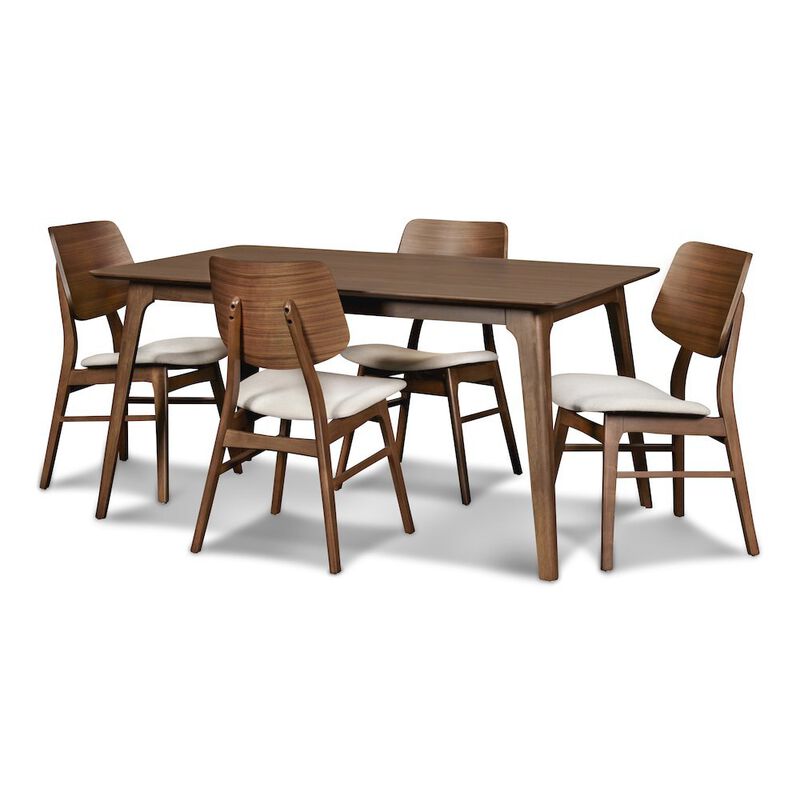 Brown Wood Rectangle 5 Piece Dining Table Set with 4 Chairs image number 0