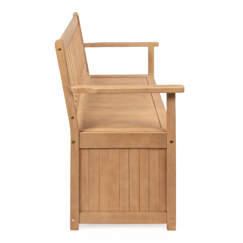 Sophie 48" Traditional Farmhouse Lift-Top Acacia Wood Storage & Entry Bench image number 5