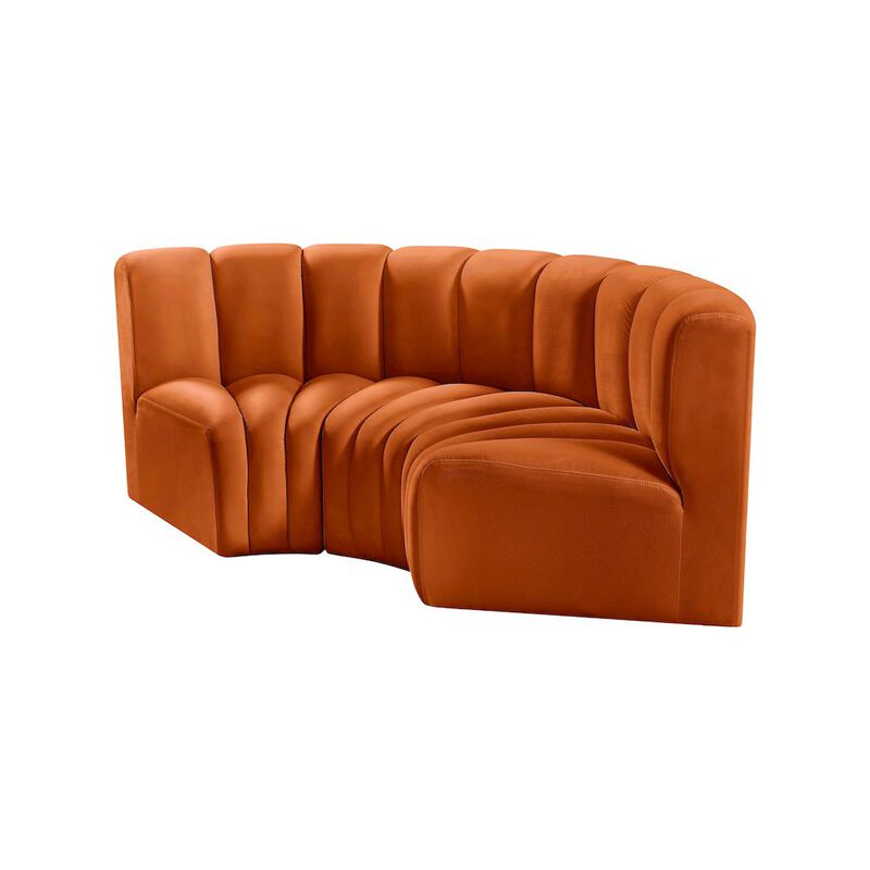 Meridian Furniture Arc Cognac Velvet Modular Sofa